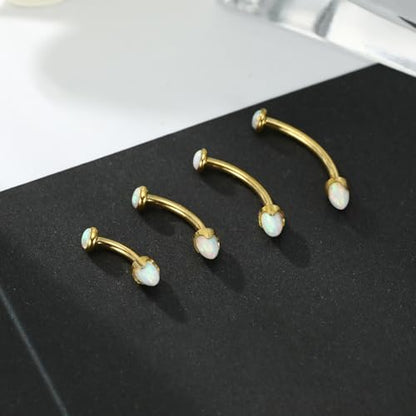 G23 Titanium Eyebrow Piercing Jewelry Eyebrow Rings Curved Barbell 16G Eyebrow Belly Button Ring Navel Rings Rook Daith Earrings Lip Ring Eyebrow Jewelry 6mm-12mm - color: 2PCS,Disc Shape +Cone Shape Purple Opal,Gold