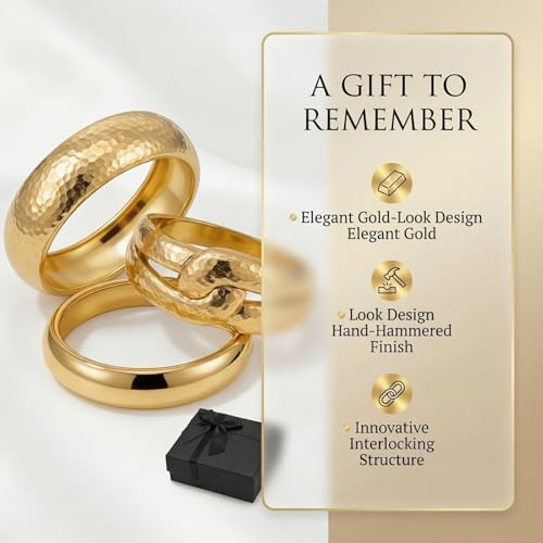 chunky gold bracelets, big gold bangles for women, and elegant gold thick bangles for women, layered wide bracelets for bridesmaids, weddings, graduations, birthdays, mother-daughter gifts