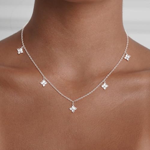 Tewiky Pendant Necklace for Women 14k Gold Plated Chain Choker Necklaces | Dainty Necklaces,Aesthetic Simple Necklace,Jewelry Gifts for Women - color: cross cz choker silver