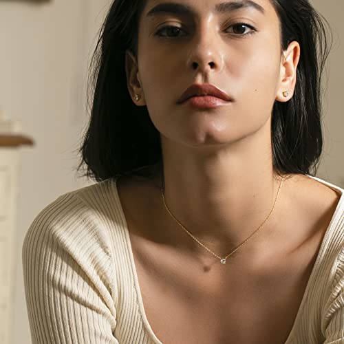 S.Leaf 18K Gold Plated Cubic Zirconia Choker Necklace for Women 925 Sterling Silver Layered Coin Moon Star Heart Circle Crystal Lariat Pendant Necklaces Gifts for Women Trendy - color: Round_Gold