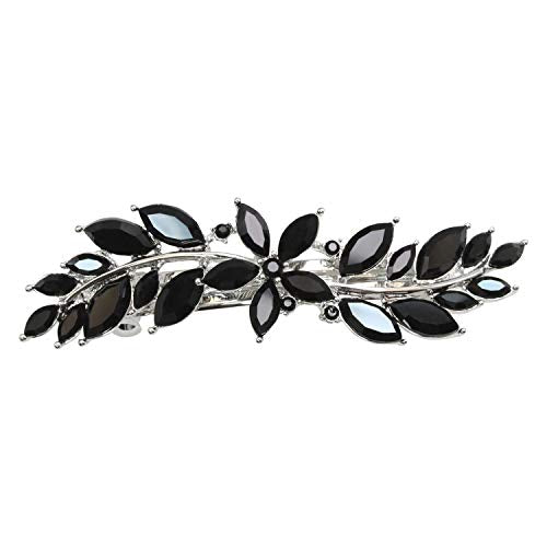 Faship Gorgeous Black Rhinestone Crystal Small Flower Hair Barrette Clip - color: Black