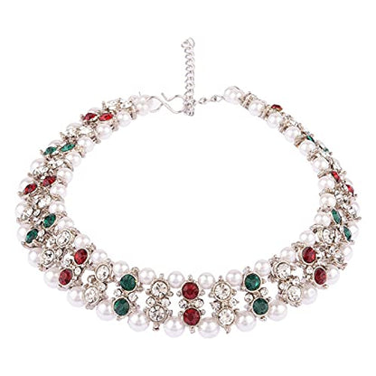 Efulgenz Indian Anklet Bracelet Bridal Crystal Faux Pearl Jhanjara Payal - color: Silver Multi