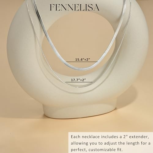 3PCS Gold Necklaces for Women,Chunky Statement Gold Plated Necklace Stack Layered Sterling Silver Herringbone Chains for Women Dainty Trendy Silver Chains Stacked Jewelry Gifts - color: silver-2pc Chain