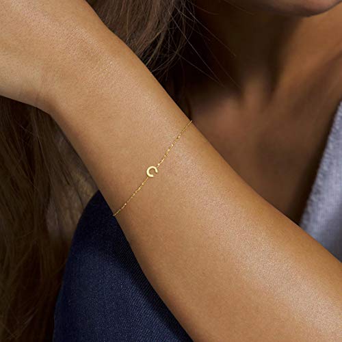 M MOOHAM Valentines Day Gifts for Her Women - Layered Initial Bracelets Gift Letter A-Z Charm, Dainty 14K Gold Plated Initial Bracelets for Women Teen Girls Birthday Jewelry Gifts - color: G