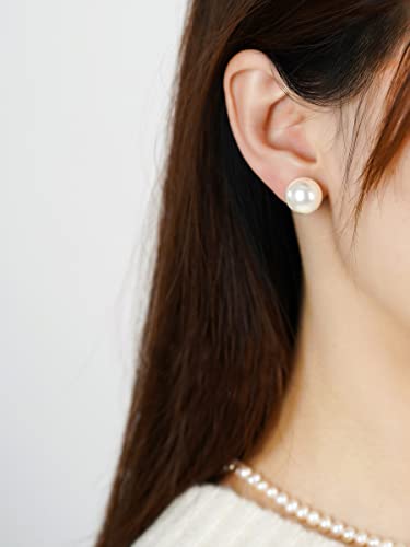 Pearl Clip on Earrings for Women Drop Clip Earrings for Women Gold Plated White Imitation Pearl Earrings Fashion - color: White Pearl 12mm