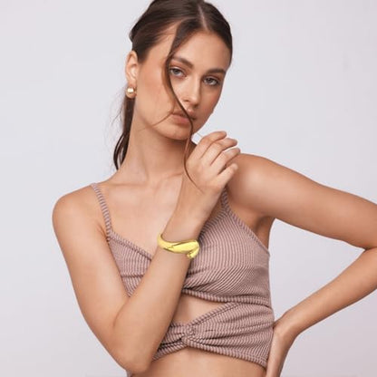 Chunky Gold Bangle Bracelets for Women Trendy Wide Hinged Open Cuff Bangle Bracelet Boho Thick Statement Gold Bracelets Am Cuff Wist Bracelets - color: Chunky Teardrop Bangle-Gold color