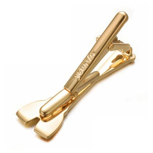 Yoursfs Black Matte Skinny Tie Clips For Men Classic Shiny Tie Bars Stainless Steel Personalized Tie Clip Suitable for Wedding Anniversary Business - style: Gold Paddle Tie Clips