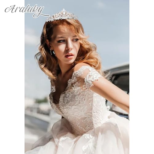 Crystal Tiara Crown Headband Princess Elegant Tiara with Combs for Women Young Ladies Bridal Wedding Prom Birthday Party, Silver - color: Silver