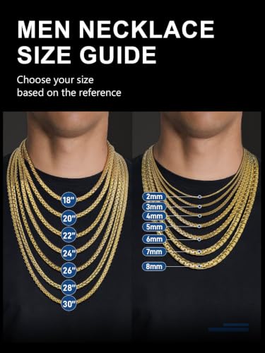 ChainsPro Stainless Steel Chains for Pendants, Flat Box Chain for Mens | Hypoallergenic Unisex Box Chain, Daily Wear Essential Necklaces for Pendant, Black/Silver/Gold Plated, Waterproof, No Tarnish - color: Gold Plated