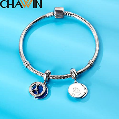 Zodiac Sign Charms for Charm Bracelets - 925 Sterling Silver Necklace Pendants, 12 Constellation/Horoscope Star Dangle - Dangling Birthstone Beads, Birthday Gifts for Women/Men. - color: Cancer (6.21～7.22)