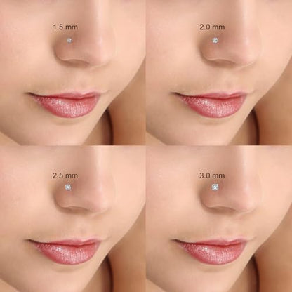 20G Nose Rings Studs for Women Corkscrew Sliver Nose Studs Hypoallergenic Nose Rings 316L Stainless Steel Nose Nostril Percing Jewely for Women Men Round Square CZ Imitation Diamond 1.5mm/2.0mm/2.5mm/3.0mm - style: 20G-L-shape-sliver-1.5mm