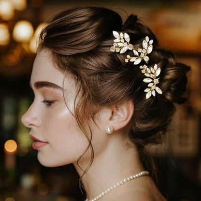 JAKAWIN Rhinestone Wedding Hair Pins Silver Bridal Crystal Hair Jewelry Accessories for Women HP130 (Gold) - color: 2 Gold