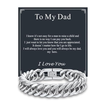 Supcare Unique Anniversary Birthday Valentines Fathers Day Stainless Steel Cuban Link Bracelets for Men Him, To My Man Dad Husband Love Always Remember Wrist Chain Bracelet Jewelry Gifts - color: A-Steel 04 To My Dad, size: 7.5 Inches-12mm Width
