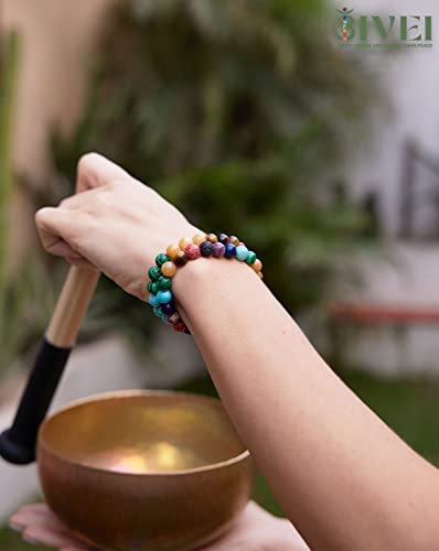 Bivei Natural Crystals Gemstone Healing Stretchy Round Beaded Bracelet | 8MM Semi Precious Beads Bracelet, Handmade Spiritual Jewelry Gift for Women Men,Enhance Positive Energy - color: 8mm Chakra Bracelet (Inner Balance), size: Small: 6.5-6.7 inch