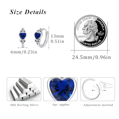 Celtic Knot Earrings Heart Hoops S925 Sterling Silver Irish Earrings Cartilage Hoop Earrings Small Hoop Earrings for Women - style: 0964J