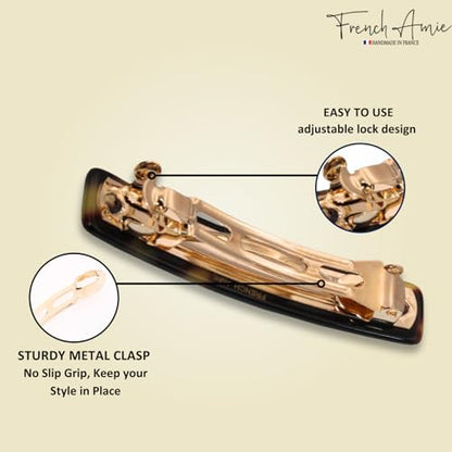 French Amie Bar Tokyo Small 2 1/4 Inch Hair Clip Barrette | Handmade Cellulose Acetate Durable Grip For Women Girls Teens Everyday Style - color: Tokyo