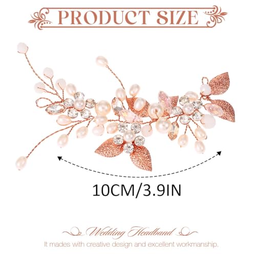 GORAIS Bride Wedding Hair Vine Pearl Bridal Headpieces Leaf Hair Accessories for Women and Girls(b-rose gold) - color: b-rose gold