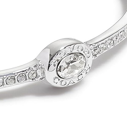 COACH Signature Logo Pave Hinged Bangle Bracelet - color: Crystal