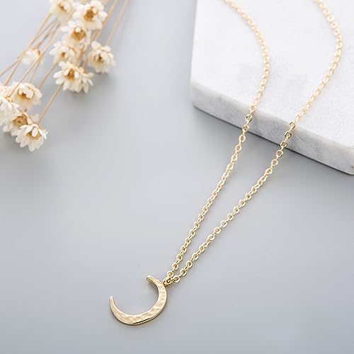 Fettero Pendant Necklace Gold Choker Layered Coin Open Karma Circle Full New Crescent Moon 14K Gold Plated Simple Dainty Necklaces for Women Jewelry Gift - style: Crescent Moon Gold