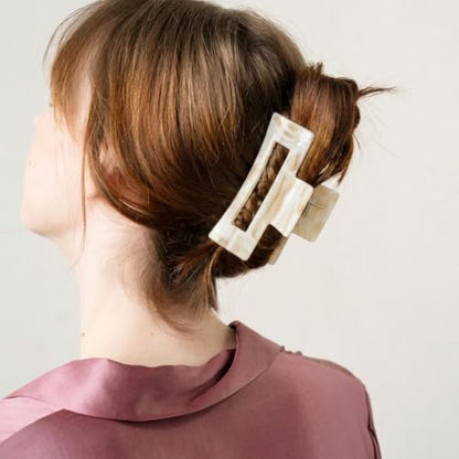 France Luxe Large Rectangle Hair Claw Clip, Thick Hair, Secure Hold, Alba | Handmade in France, Strong Spring Clasp, Smooth Contoured Teeth, Lightweight Comfort, For Thick, Curly & Long Hair - color: Alba
