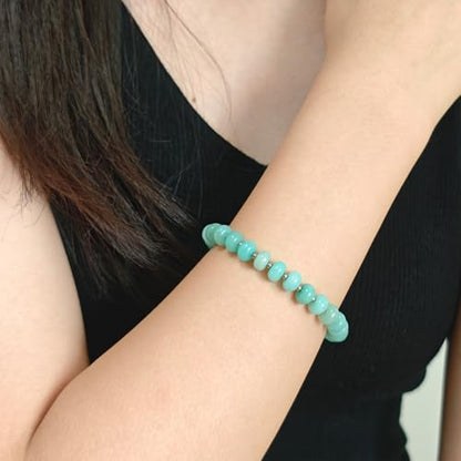Natural Healing Gemstone Bracelet Handmade Yoga Stretch Elastic Bracelet Stress Relief Crystal Jewelry for Men and Women - color: Amazonite (Enhance Love and trust.), size: 5x8