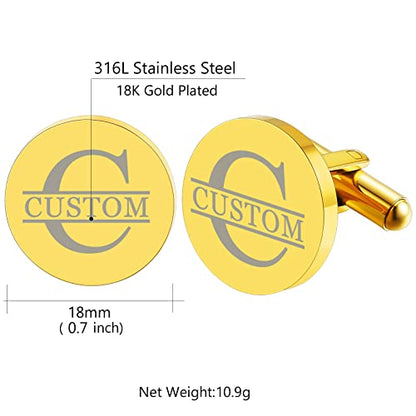 Custom4U Custom Photo Cufflinks for Men Father of the Bride Gifts - color: D-Initial+Name-Gold