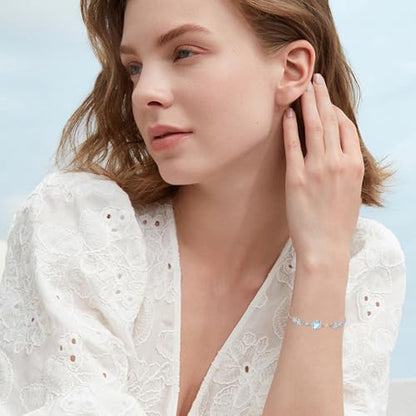 Moonstone Bracelet for Women 925 Sterling Silver Moonstone Bracelet Adjustable Jewelry Gift for Women - style: Stars and Planets Bracelet