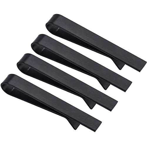 HAWSON Skinny Tie Clip Bar Set, 2 Inch Tie Clip for Men - Wedding, Meeting, Party Gift Set - color: 4 pcs Brushed Black