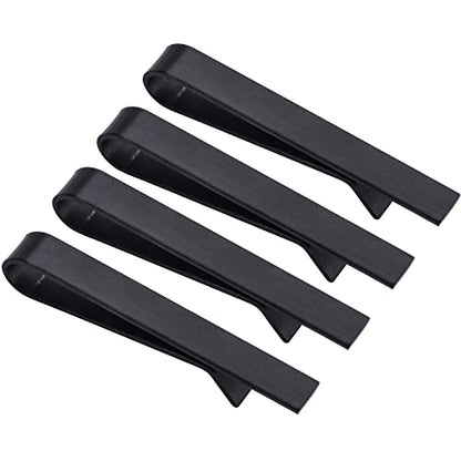 HAWSON Skinny Tie Clip Bar Set, 2 Inch Tie Clip for Men - Wedding, Meeting, Party Gift Set - color: 4 pcs Brushed Black