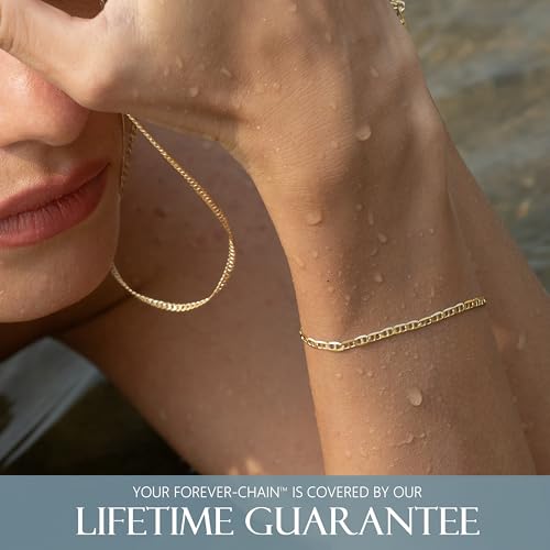 Gold Chain Bracelets for Women Plated 925 Sterling Silver | 18K plating, Made in Italy, anti-tarnish, hypoallergenic, 6.5-9 inches, curb rope figaro mariner links - size: 9 inches (large)