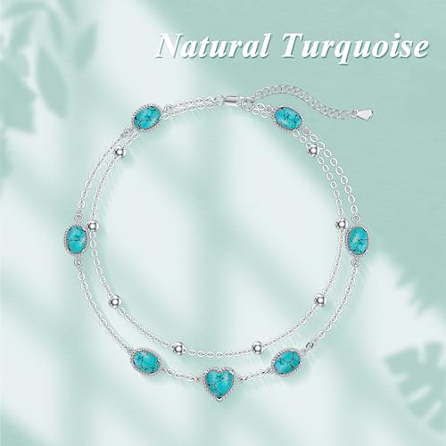 Gemstone Anklet for Women 925 Sterling Silver Gemstone Adjustable Layered Foot Bracelet Jewelry Gifts for Mother Wife