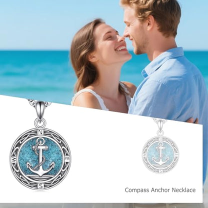 ONEFINITY Lighthouse Necklace for Women Sterling Silver Lighthouse Pendant Necklace Birthday Jewelry Gift for Women - color: Turquoise Anchor Compass