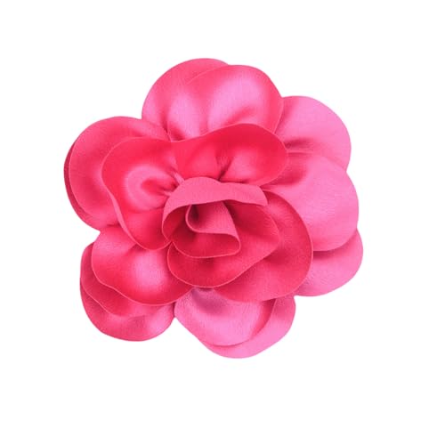 Large Rose Flower Brooches Chiffon Camellia Brooch Lapel Pins Hair Clips Hat Pins for Women Wedding Banquet Accessories Large Satin Flowers 5.5in - color: Pink 1