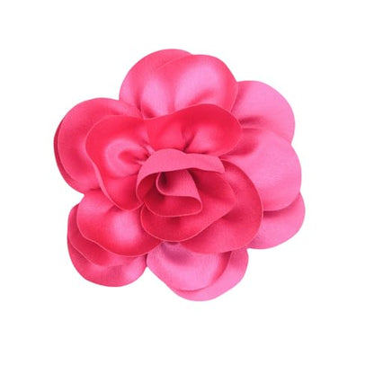 Large Rose Flower Brooches Chiffon Camellia Brooch Lapel Pins Hair Clips Hat Pins for Women Wedding Banquet Accessories Large Satin Flowers 5.5in - color: Pink 1