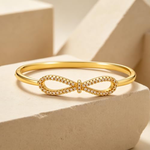 hotoo Gold Plated Bangle Bracelet for Women - style: Bow Knot