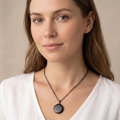 PHOCKSIN Personalized Locket Necklace for Women Photo Necklace with Customized Picture Birth Flower Birthstone Customizable Birthday Gifts - color: #15-Round Black