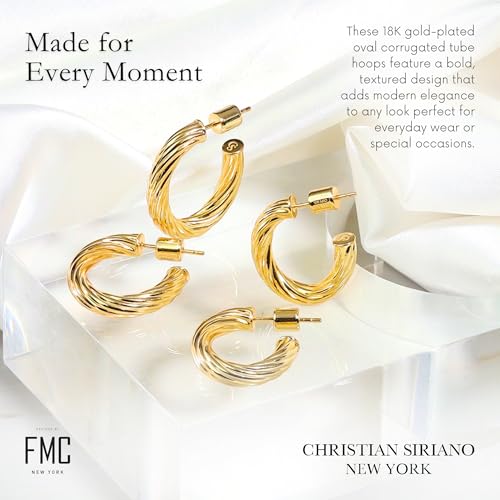 Small Gold Hoop Earrings for Women | 18K Gold Plated Non Tarnish Hoops, Classic Polished Huggie Earrings, 925 Sterling Silver Base, Twist Hoop. (4x20mm & 4x25mm, 3x15mm & 3x20mm) - color: Gold, size: Twist Hoop (4x20mm & 4x25mm)