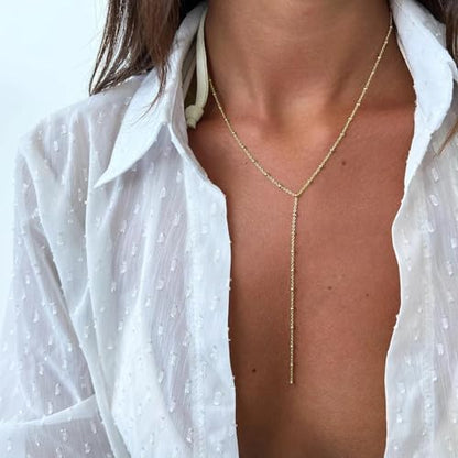 choice of all Rose Gold Necklaces Lariat Necklace for Women Slip Chain Necklace Y-Shaped Pendant Necklaces Trendy Jewelry Gifts - color: T2:Y necklace bead