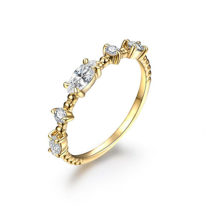 S925 Sterling Silver Marquise & Round Cut Diamond Dainty Interwoven Eternity Bands For Women | D-color VVS2 Excellent Cut |Promise Rings for Her