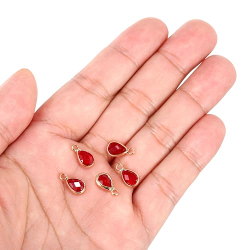 PATIKIL Birthstone Charm Beads Drop Pendant, Handmade Birthstone for Personalized Earrings Bracelet Necklace - color: Red, size: 0.47" x 0.24"