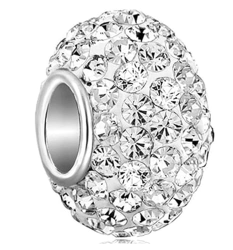 Adabele 1pc Solid 925 Sterling Silver Jan-Dec Birthstone Bead Charm - color: April