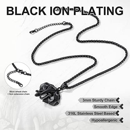 GOLDCHIC JEWELRY Africa Map Necklace for Men, Stainless Steel African Tribal/Egyptian Eye of Horus/I LOVE AFRICA/Elephant Map Hiphop Jewelry Unisex with 22'+2'Adjustable Chain - color: 3D Elephant - Black, style: No Customization