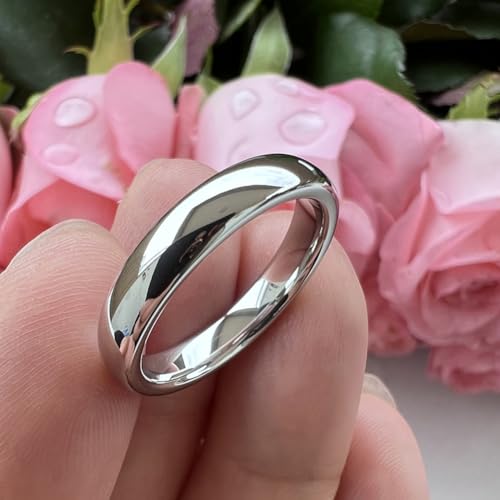 TUTISS 4mm 6mm 8mm 10mm Silver/Gold/White Tungsten Rings for Men Women Couple Fashion Jewelry Anniversary Engagement Wedding Bands Domed Polished I Love You Engraved Comfort Fit - color: 4mm White Tungsten I Love You
