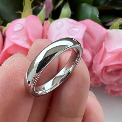 TUTISS 4mm 6mm 8mm 10mm Silver/Gold/White Tungsten Rings for Men Women Couple Fashion Jewelry Anniversary Engagement Wedding Bands Domed Polished I Love You Engraved Comfort Fit - color: 4mm White Tungsten I Love You
