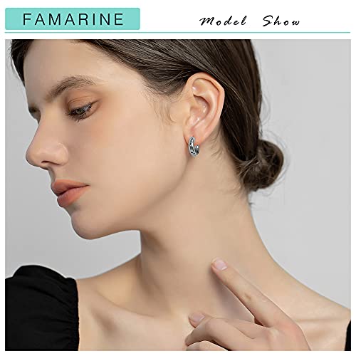 FAMARINE Chunky Thick Hoop Earrings for Women Gold Hoops Huggie Earrings for Men Gift - color: 5/8" Hoop Silver