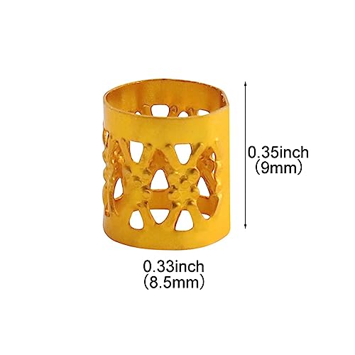 SEVENHEAD 50 Pcs Dreadlock Beads Hair Accessories - Adjustable Hair Rings, Cuffs and Metal Braiding Clips for Braids (Gold) - color: Gold