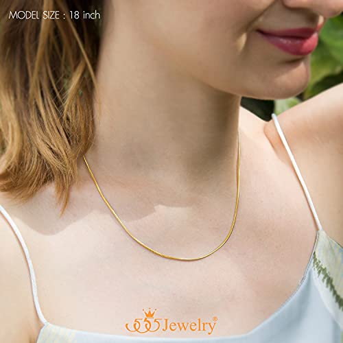 555Jewelry 1.2mm Stainless Steel Snake Chain Necklace for Men & Women, 16-28 Inch - color: Gold