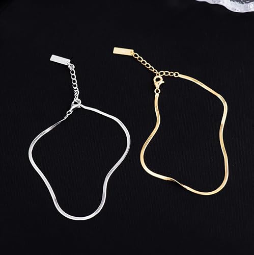 Gold Anklets Bracelets for Women,925 Sterling Silver Waterproof Dainty Heart Anklet Snake Chain Link 14K Gold Plated Non Tarnish Ankle Chain Summer Beach Foot Jewelry Graduation Wedding Gifts - color: Gold