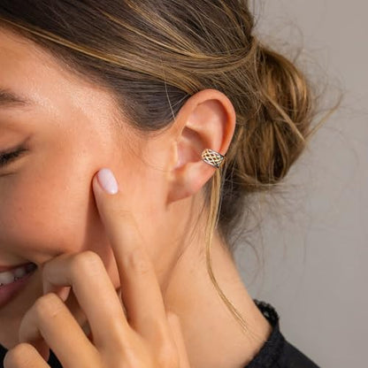 CHIC & ARTSY 925 Sterling Silver Ear Cuffs for Women, Non Piercing Clip On Cartilage Cuffs, Adjustable Fake Conch & Helix Earrings, Gold Plated & Oxidized Various Styles - color: ear cuff #13