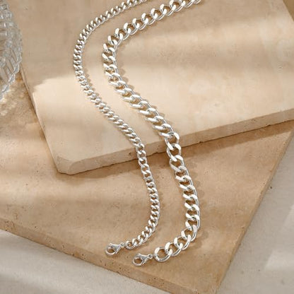 Tewiky Chunky Ankle Bracelets for Women,Dainty Layered Waterproof Anklet for Women Adjustable Cuban Set Stackable Cute Summer Beach Jewelry Gift - color: silver